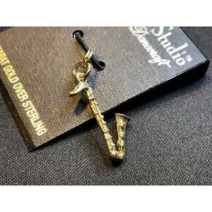 Danecraft Vintage 24k Gold Over Sterling Saxaphone Madison Studios Charm